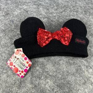 Disney Minnie Mouse‎ Ears Sequin Bow Tie Knit Head Band Earmuffs NWT